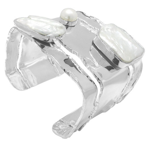 Sterling silver pearl bracecuff,B417
