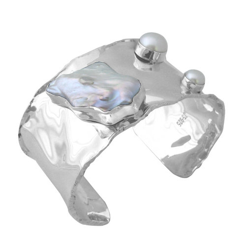 Pure silver pearl bracecuff,B420