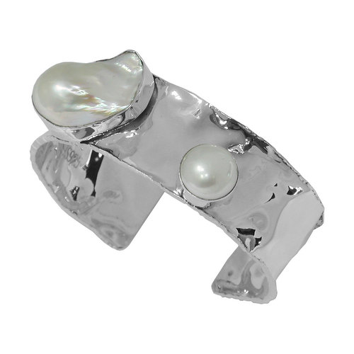 Sterling silver pearl bracecuff,B700
