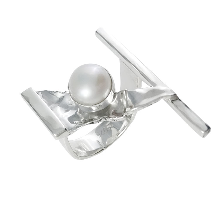 Sterling silver pearl ring,R8151